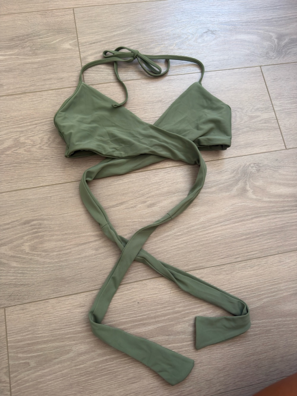 aerie Olive Green halter Bikini Top with Tie Straps